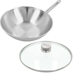 Demeyere Apollo Wok Met Steel ø 30 Cm Rvs Glans + Gratis Glasdeksel 30 Cm